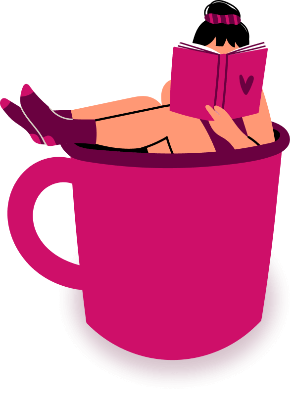 Reading in cup illustration